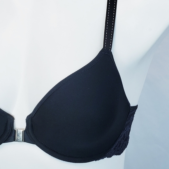 Chantelle Rive Gauche Spacer-Cup T-back Bra Black Lace 32C - Picture 5 of 11